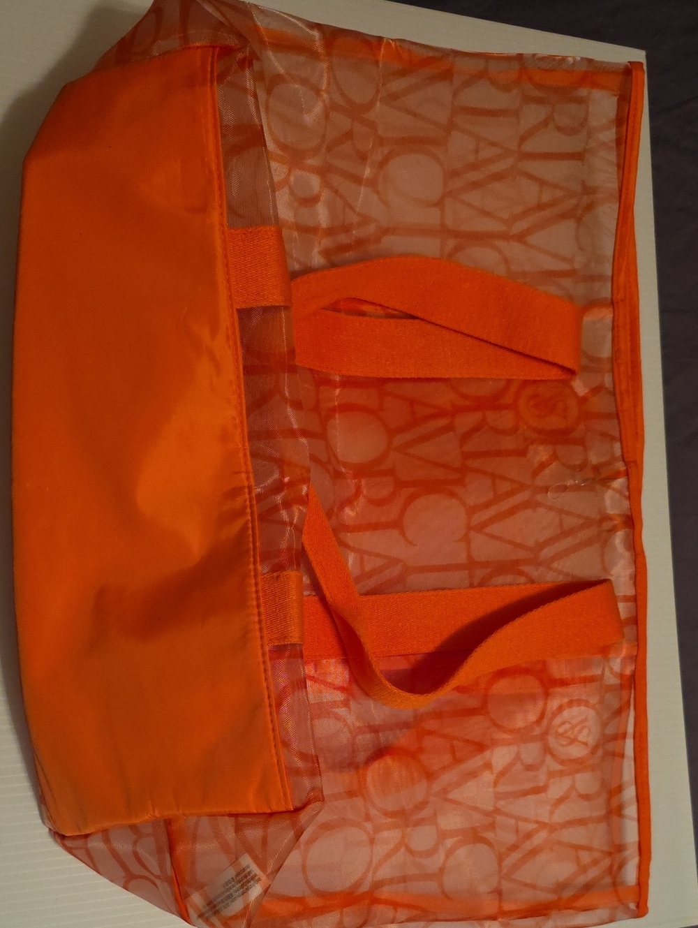 Victoria's Secrets Orange Mesh Tote Bag with Solid Base NEW Without Tags